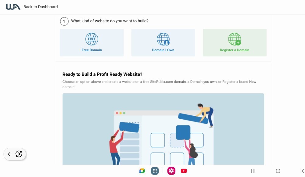 Screeshot of Wealthy Affiliate Site Builder Webpage